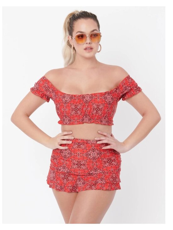 Unique Vintage Other - Unique Vintage NWT Size M Red Bandana Print Alice Swim Skirt & Top Two Piece